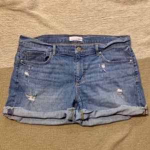 LOFT mid-waist distressed jean shorts